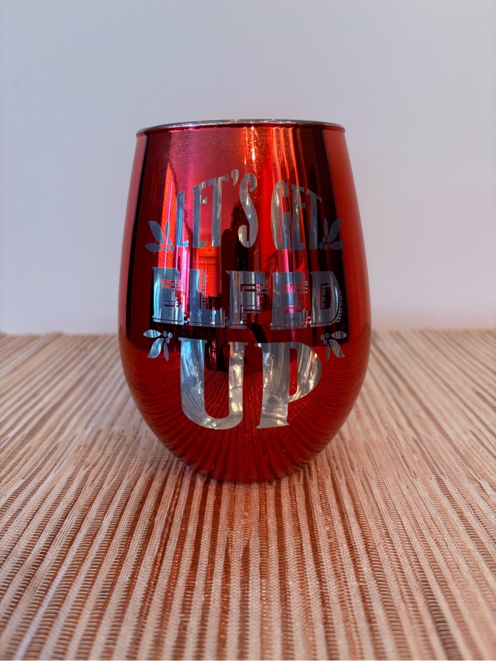 Christmas Red Stemless Wine Glass